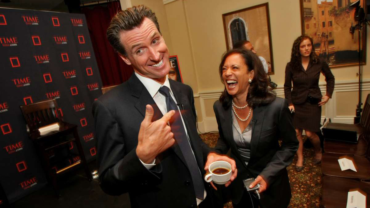 Democrat vice presidential candidate Kamala Harris and California Governor Gavin Newsom