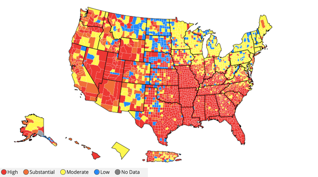 COVID-19 Integrated County View | Mon Jul 19 2021 - Sun Jul 25 2021