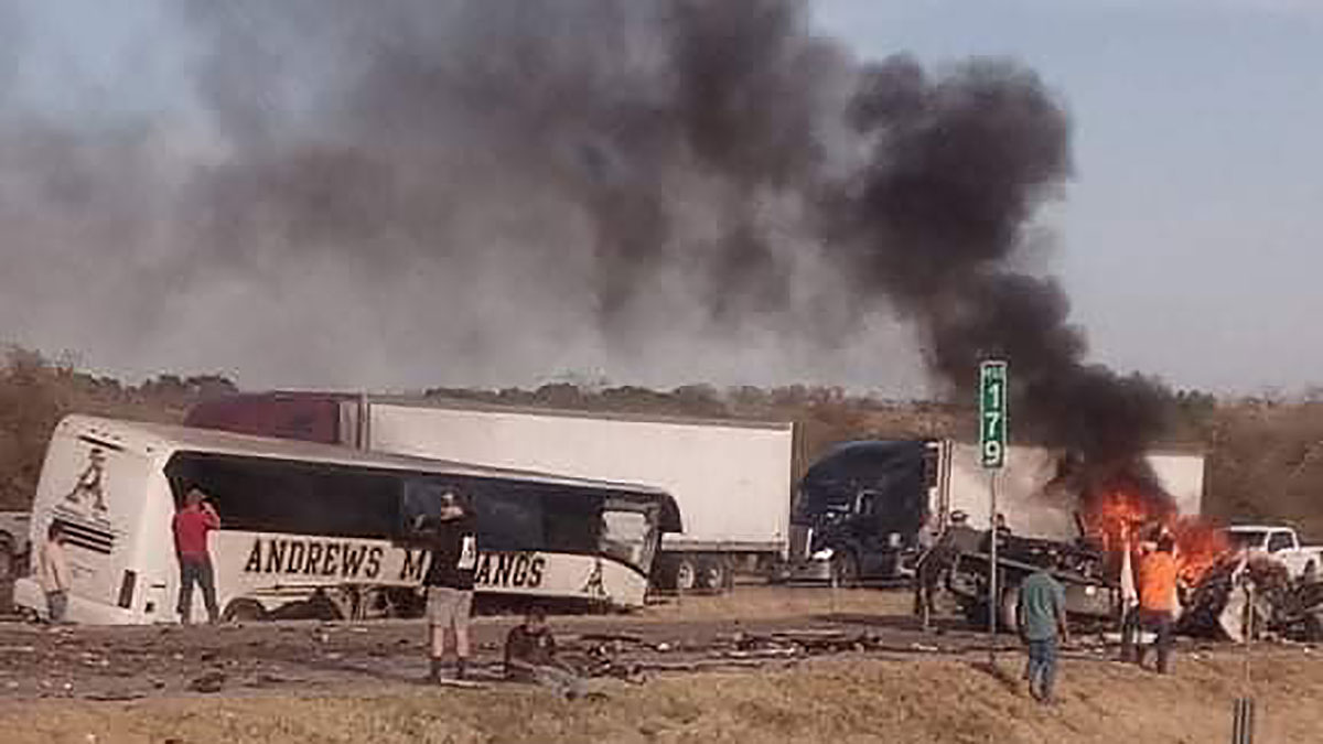 Andrews ISD Band Bus Involved in Fiery Crash in Route to Playoff Game on Nov. 20, 2021