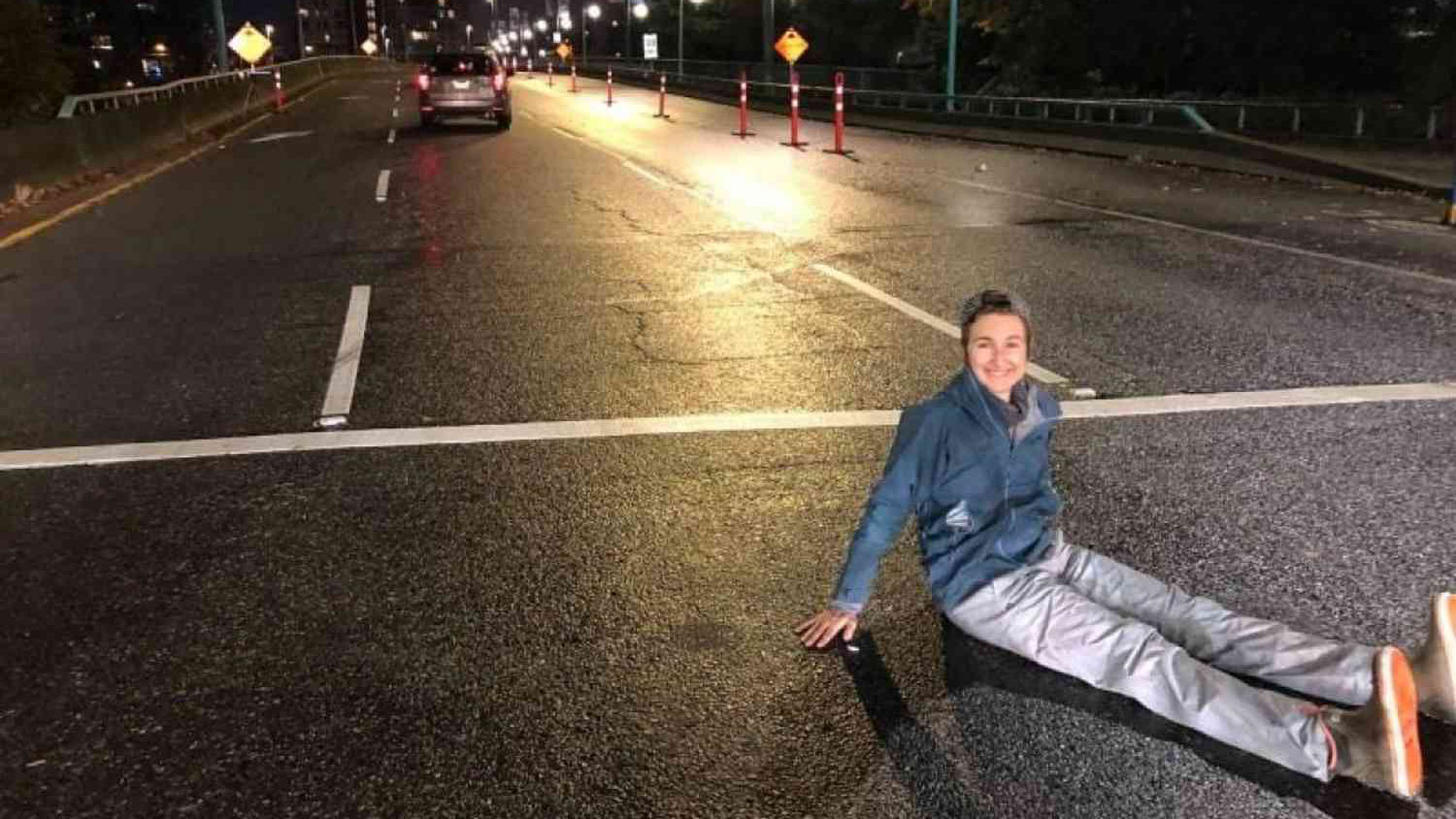 Tara glued herself to the pavement