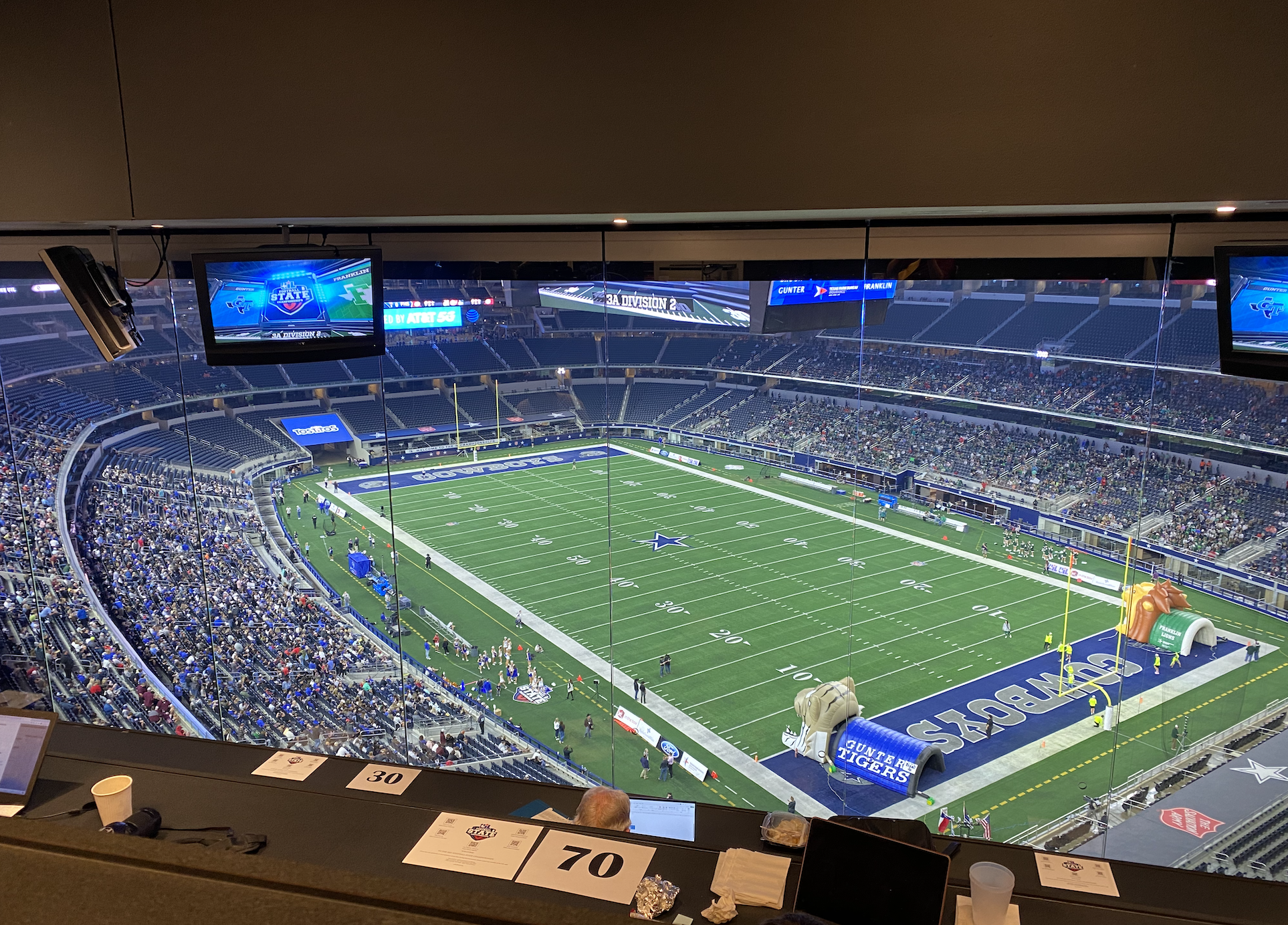 AT&amp;T Stadium view from the Press Box