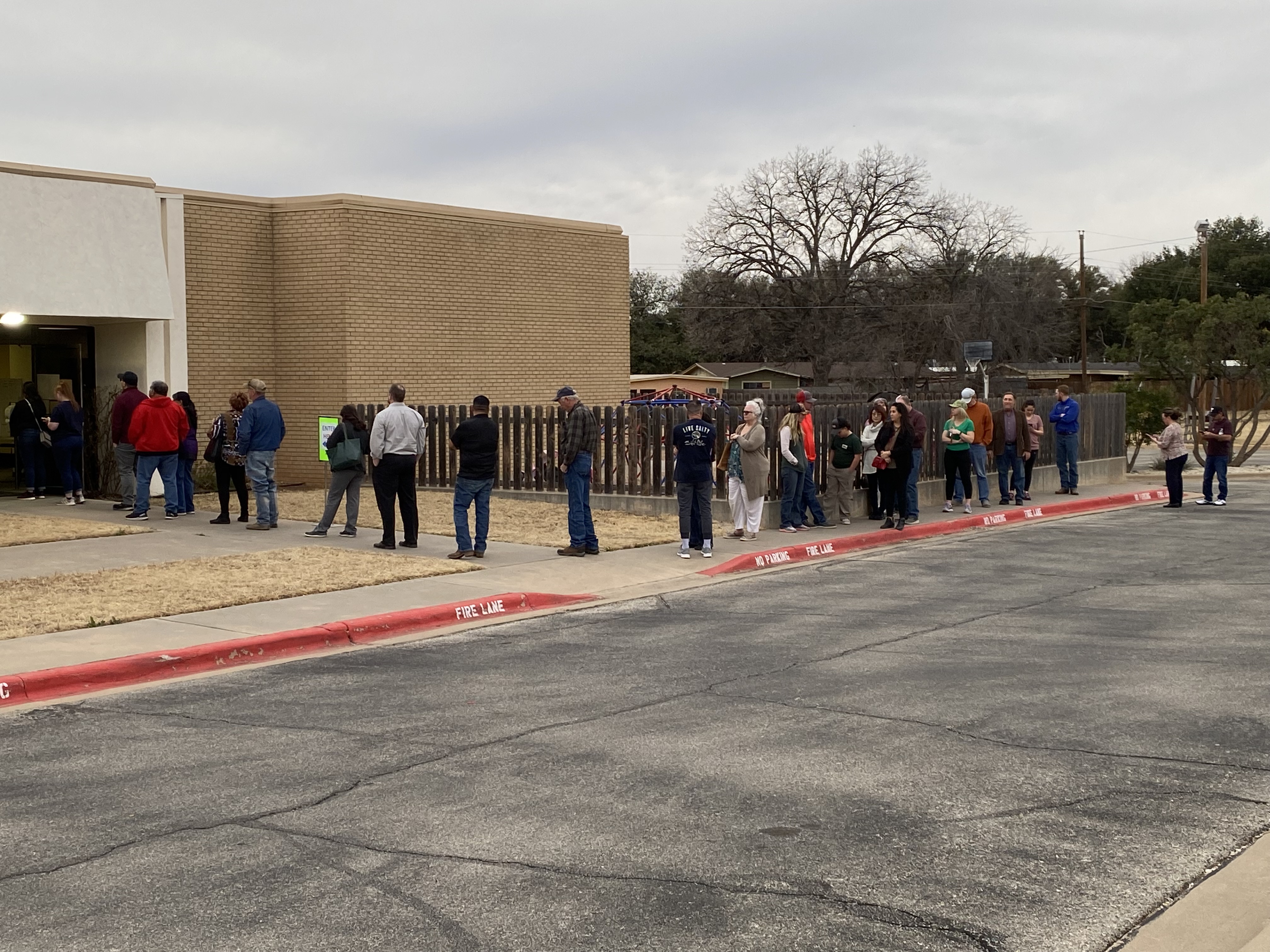The line for the March 1, 2022 election at the Grape Creek ISD Administration building.