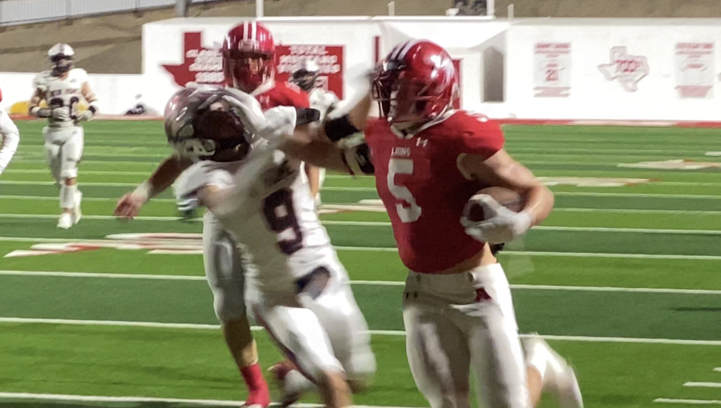 Albany Back Adam Hill Stiff Arms a New Home Defender!