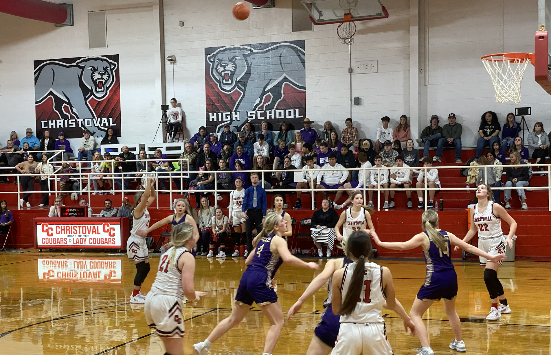 The Lady Cougars beat district opponent, the Sterling City Eagles 75-57!