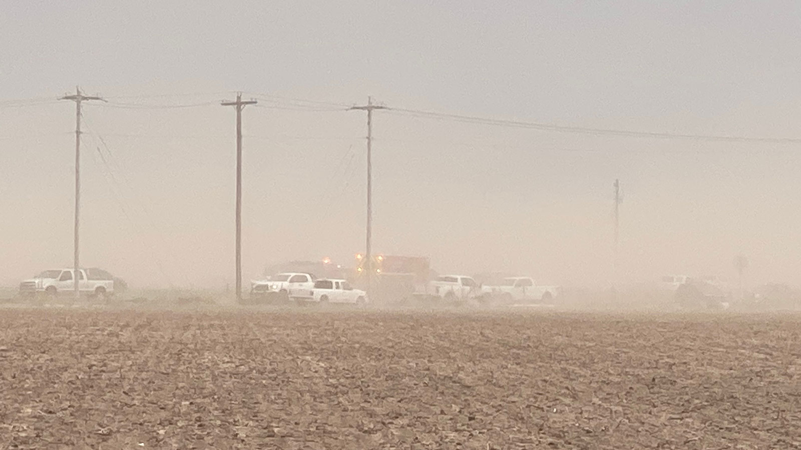 Crash scene on US 87 S during a virga dust storm on June 2, 2023.