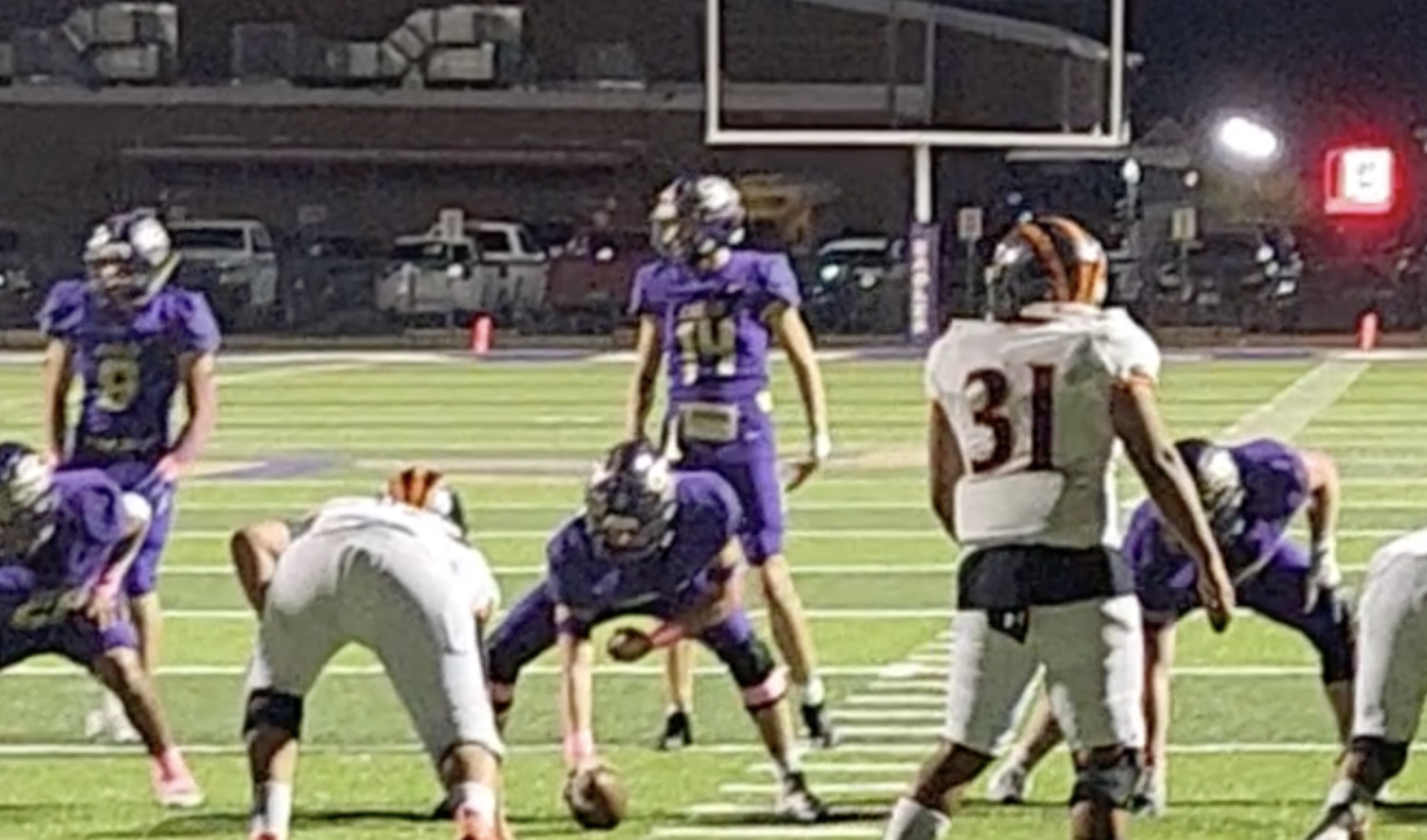 Sterling City's Ty Turner and company get set before throwing a touchdown.
