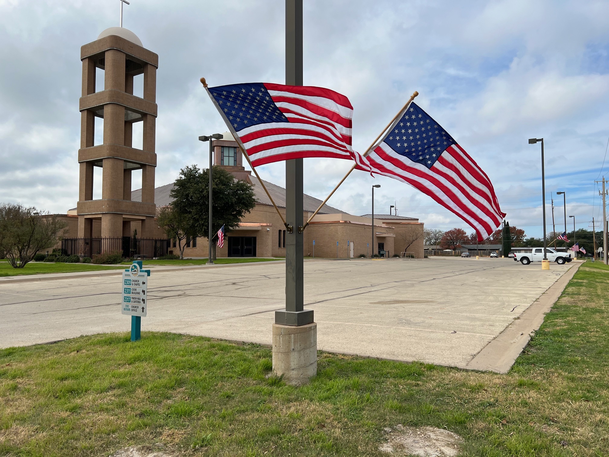 Flags at Holy Angels Church Dec. 7, 2023 (LIVE photo Yantis Green)