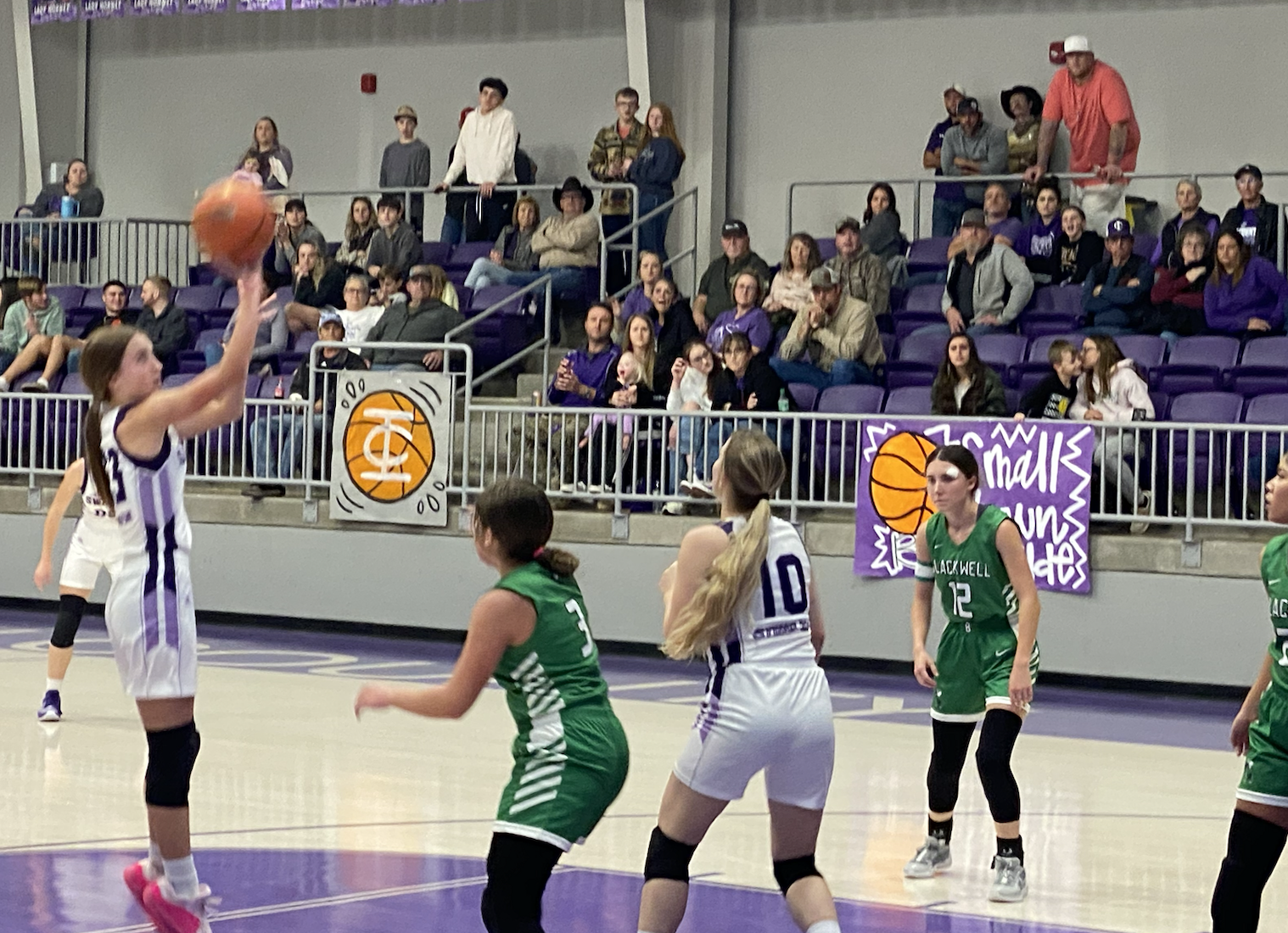 Irion County's Berkley Callaway takes a shot against Blackwell