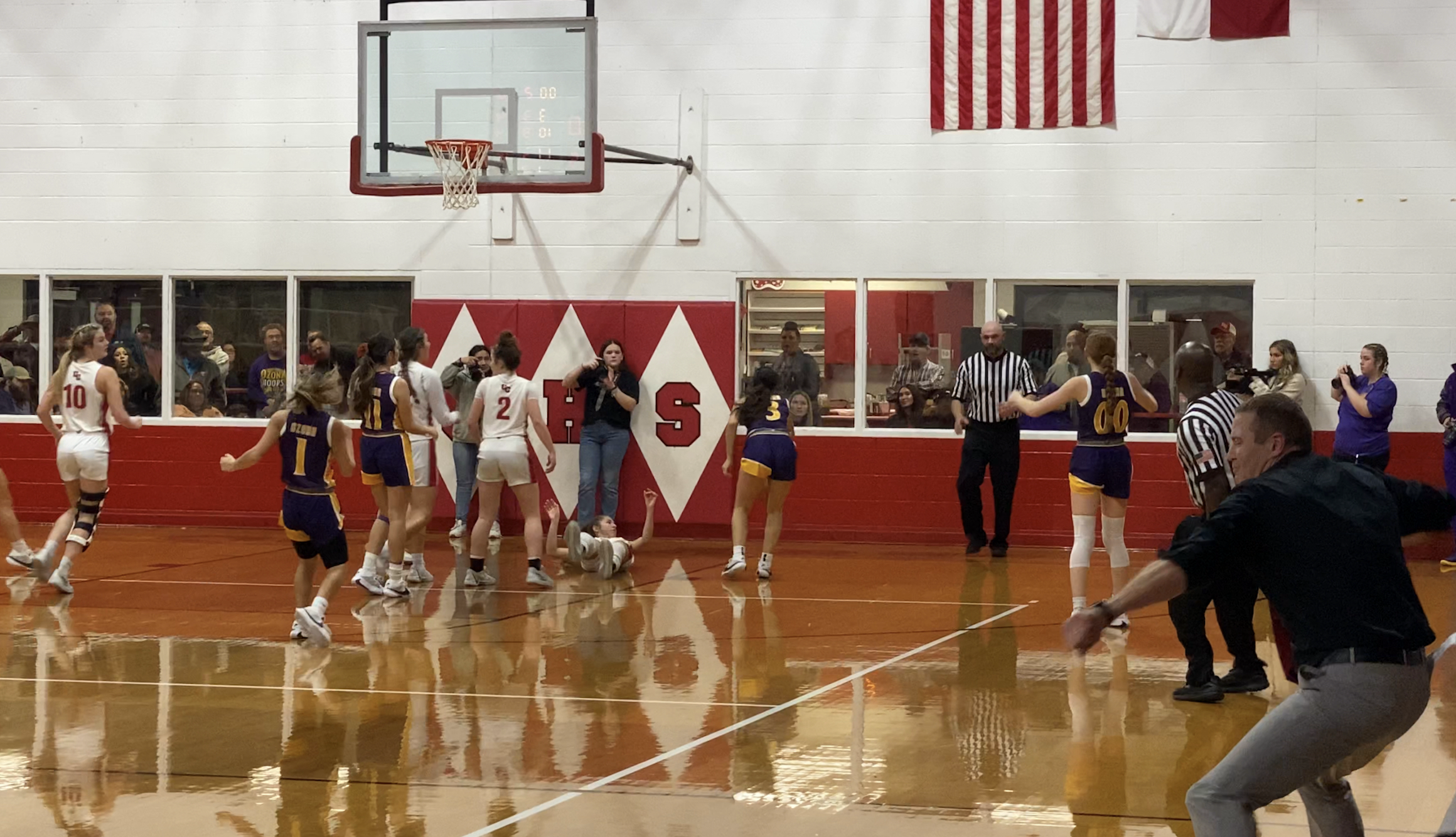 Christoval Girl's Head Basketball Coach Brad Blalock Celebrates a Huge Win.