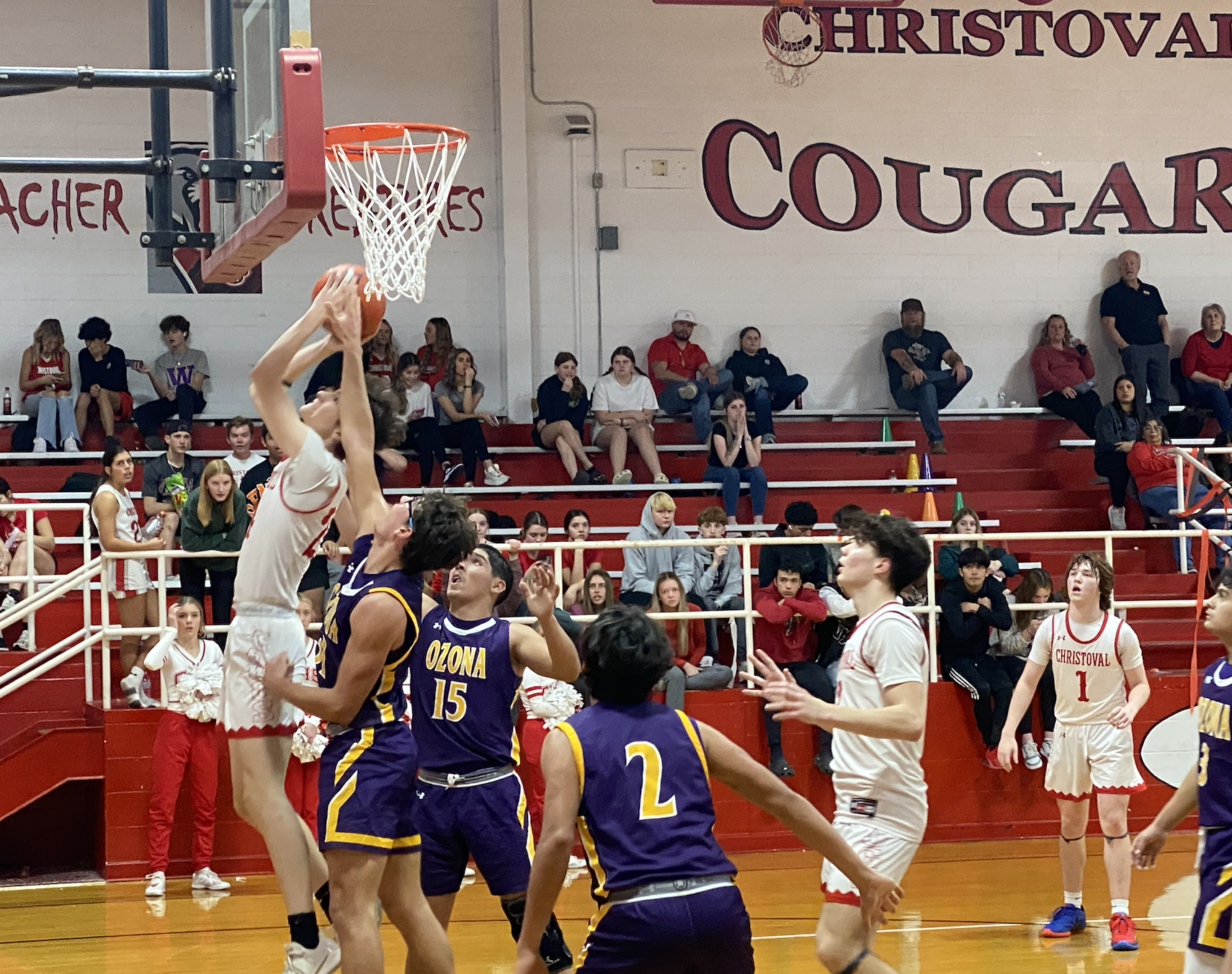 Christoval Cougar's Gavin Balderas goes up strong for a lay-up.