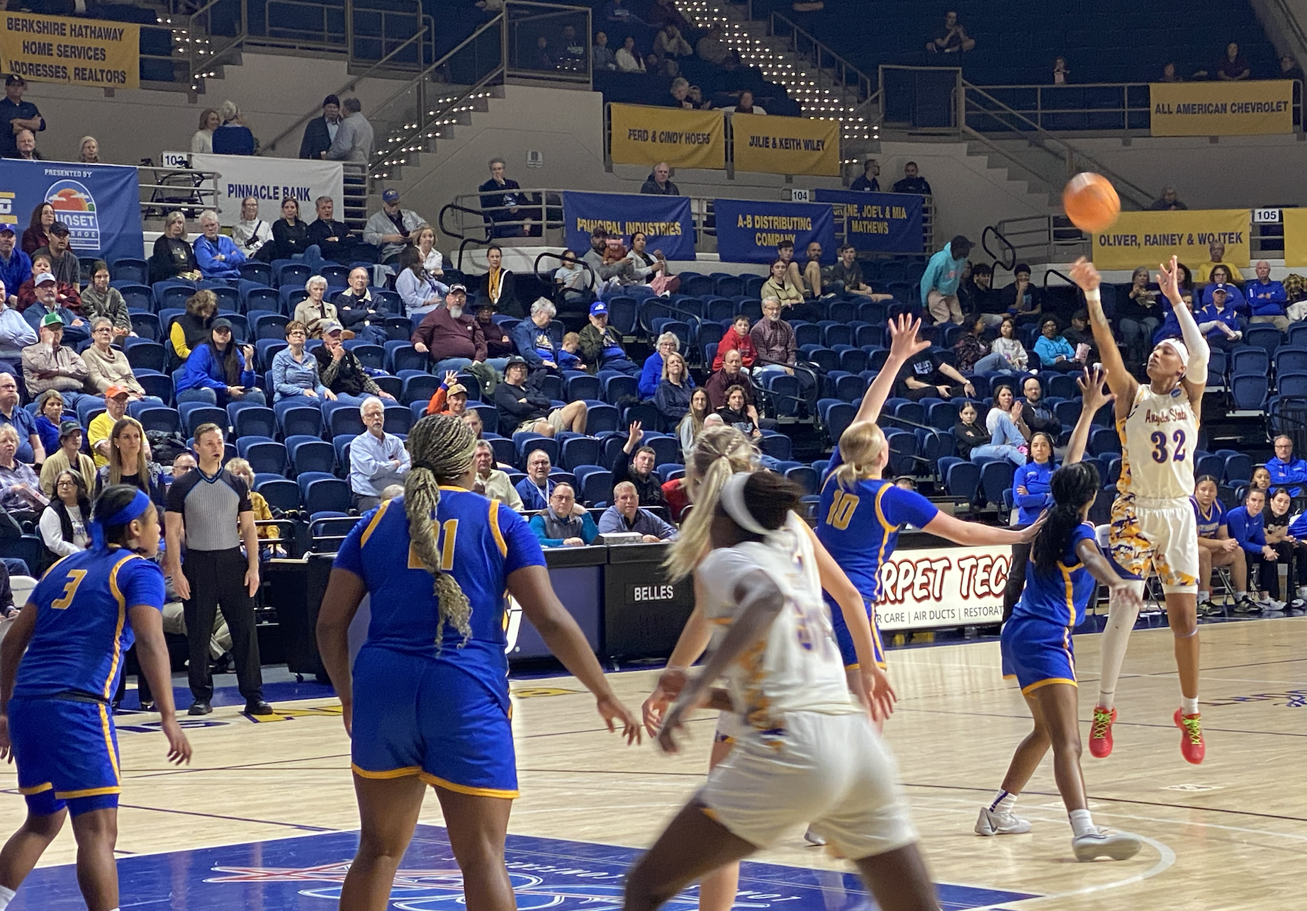 Tayjanna McGhee-Pleasant hits a three against St. Mary's.
