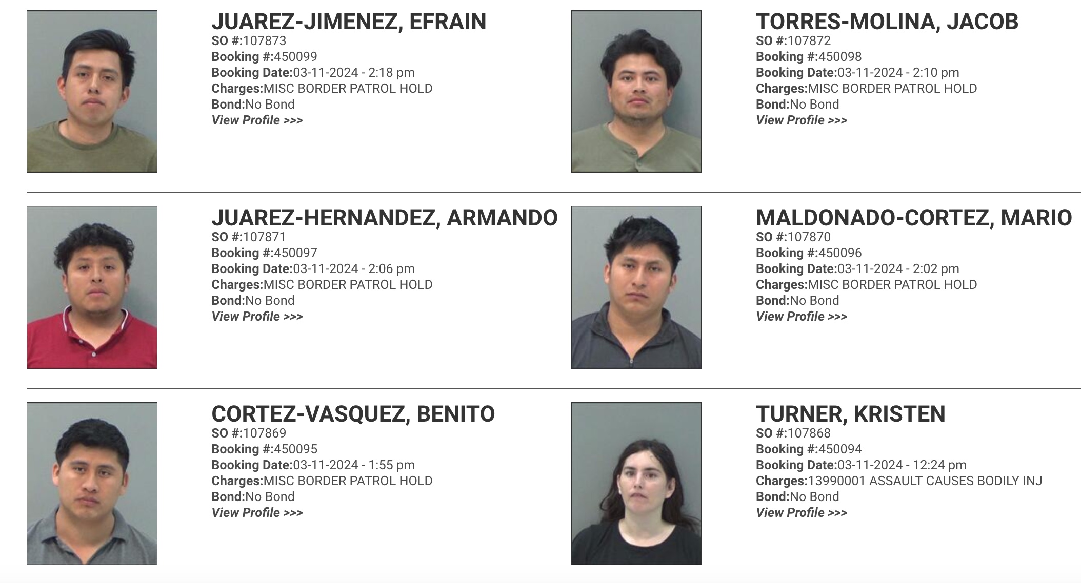 Illegal Aliens Jailed in TGC Courtesy TGCSO