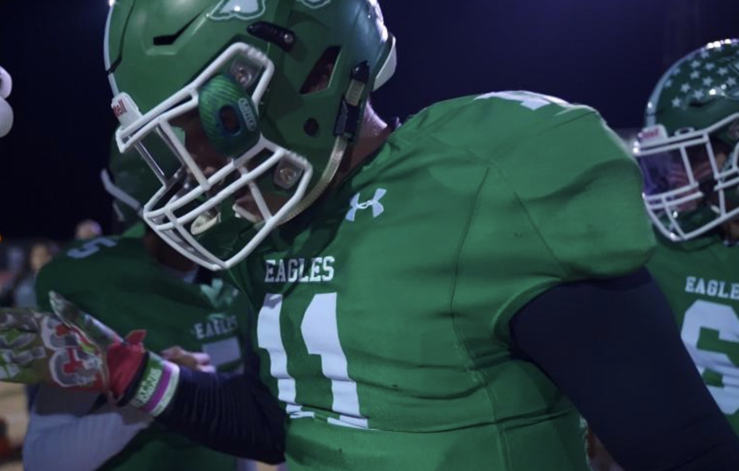 The Eldorado Eagles take the field before a game in 2019.