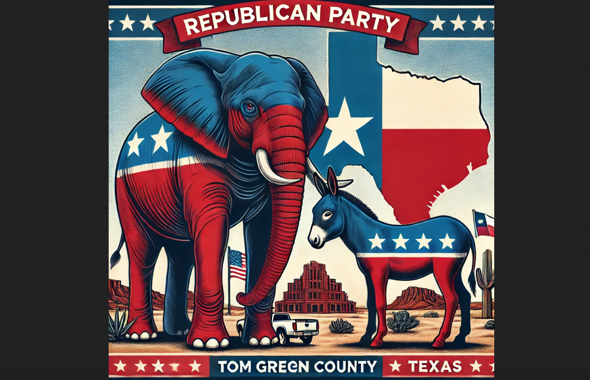 Tom Green County GOP &amp; Democratic Party Mascots AI Image