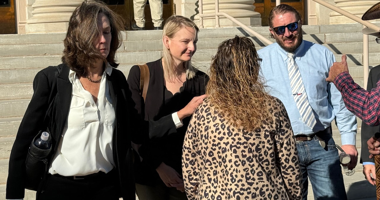 51st DA Allison Palmer with ADA Alexandra Porter and DA Investigator Gary Cole with Faye and (off camera a bit) Jason Murrell.