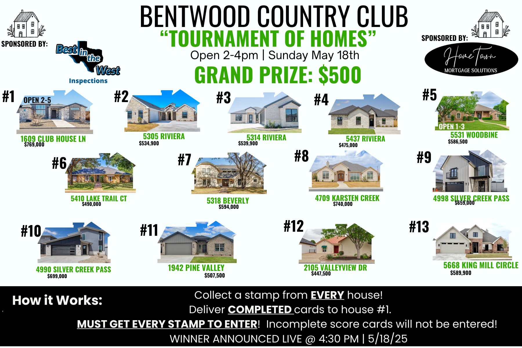 Flyer about Bentwood Country Club Tournament of Homes