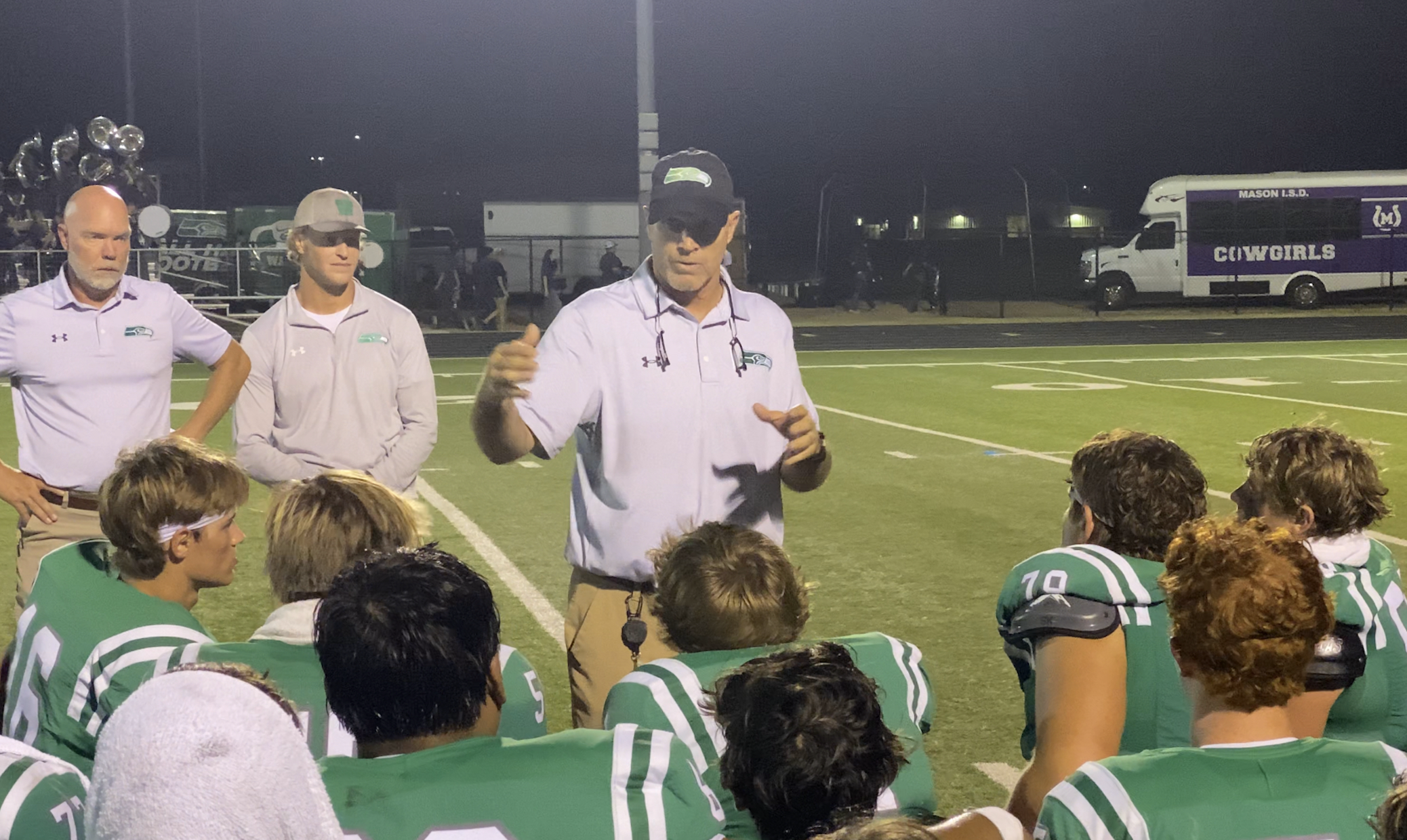 Wall Hawk Head Coach Craig Slaughter Addresses the Team