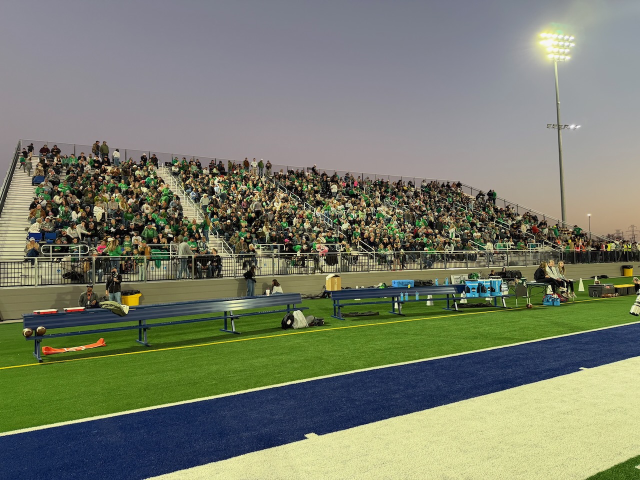 Wall Hawks parents and fans 15 minutes prior to the state semifinal against Gunter in Stephenville on Dec. 12, 2025.