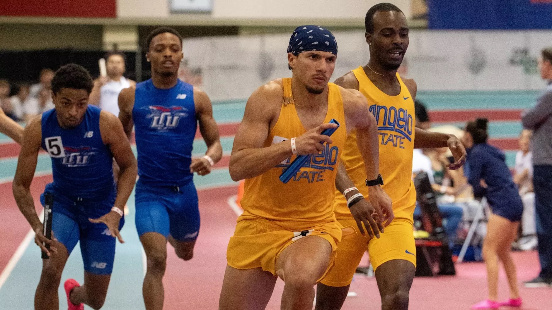 The Angelo State men’s 4x400-meter relay team ran the third-fastest time in NCAA Division II history Saturday at a track meet in Kansas.