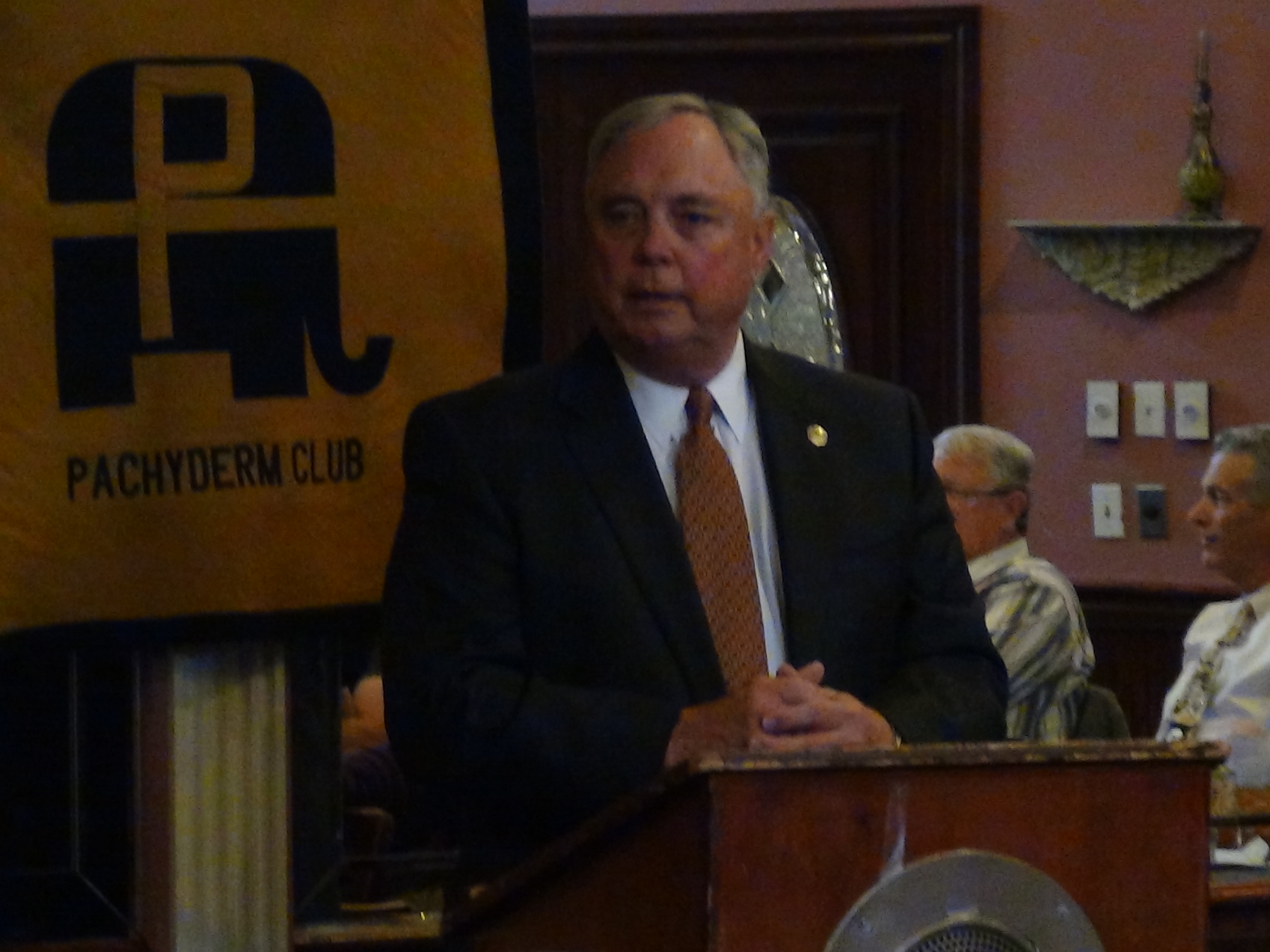 Drew Darby addresses the Pachyderm club (LIVE! photo by Cheyenne Benson)