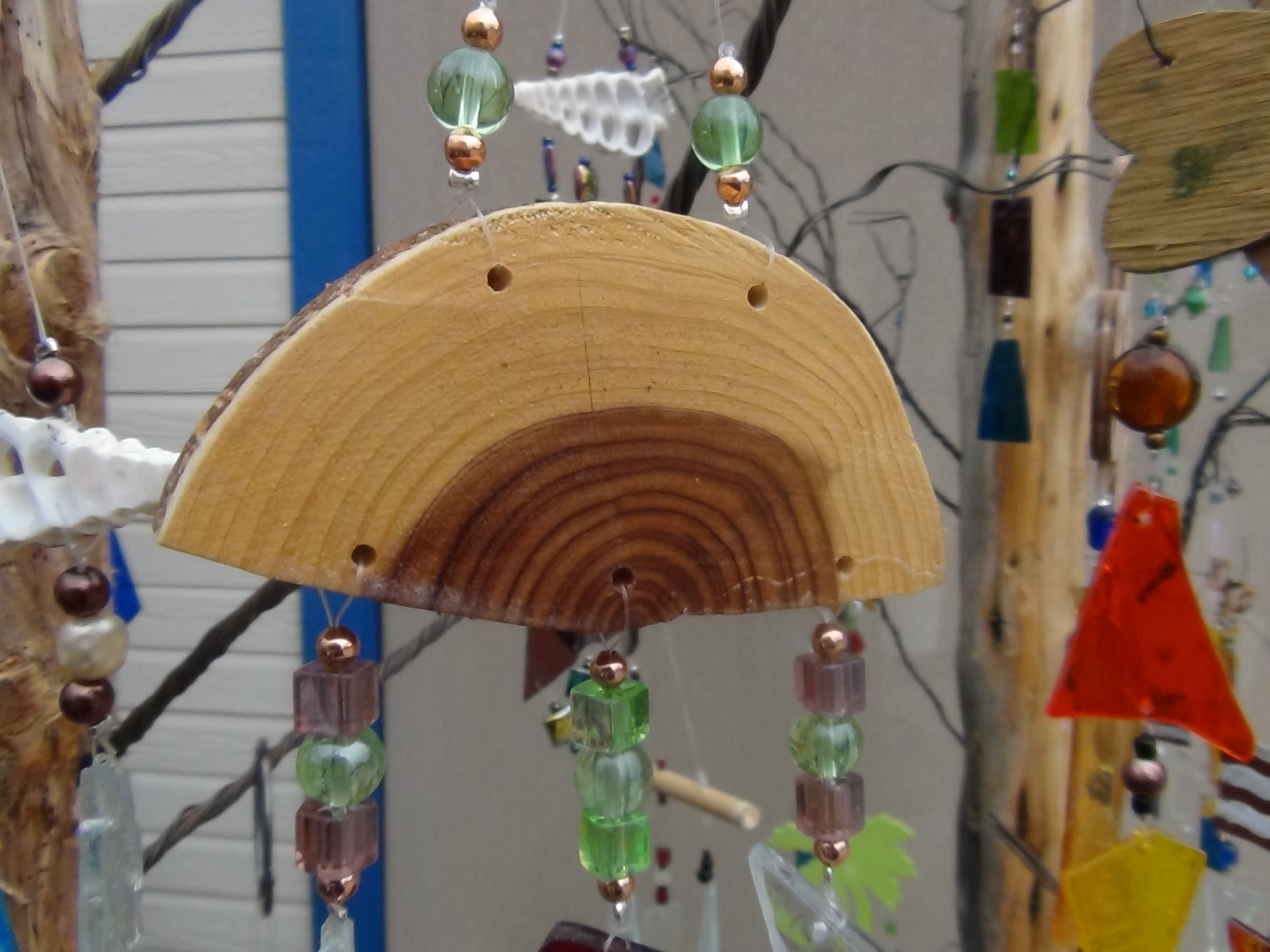 Various tops on the windchimes lend to the unique variation in each chime. (LIVE! photo by Cheyenne Benson)