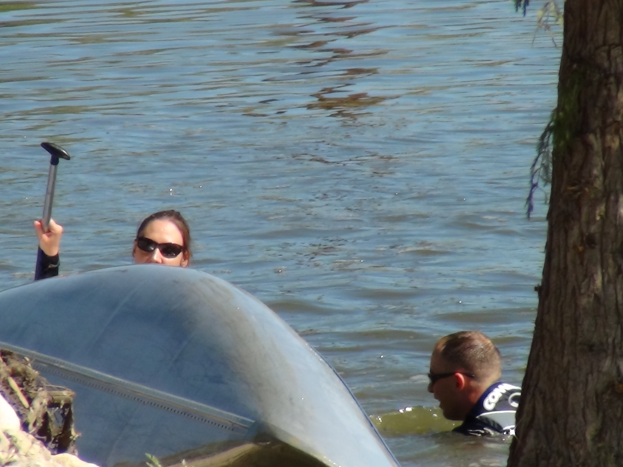 The army manages to be the only capsized canoe thus far in the day (LIVE! photo by Cheyenne Benson)
