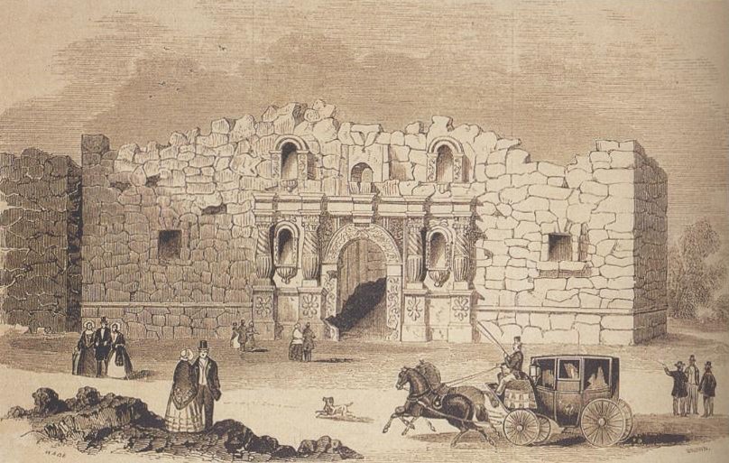 This is a drawing of the Alamo Mission in San Antonio. It was first printed in 1854 in Gleason&amp;#039;s Pictorial Drawing Room Companion and was reprinted in Frank Thompson&amp;#039;s 2005 &amp;quot;The Alamo&amp;quot;, p 106. (Wikipedia)