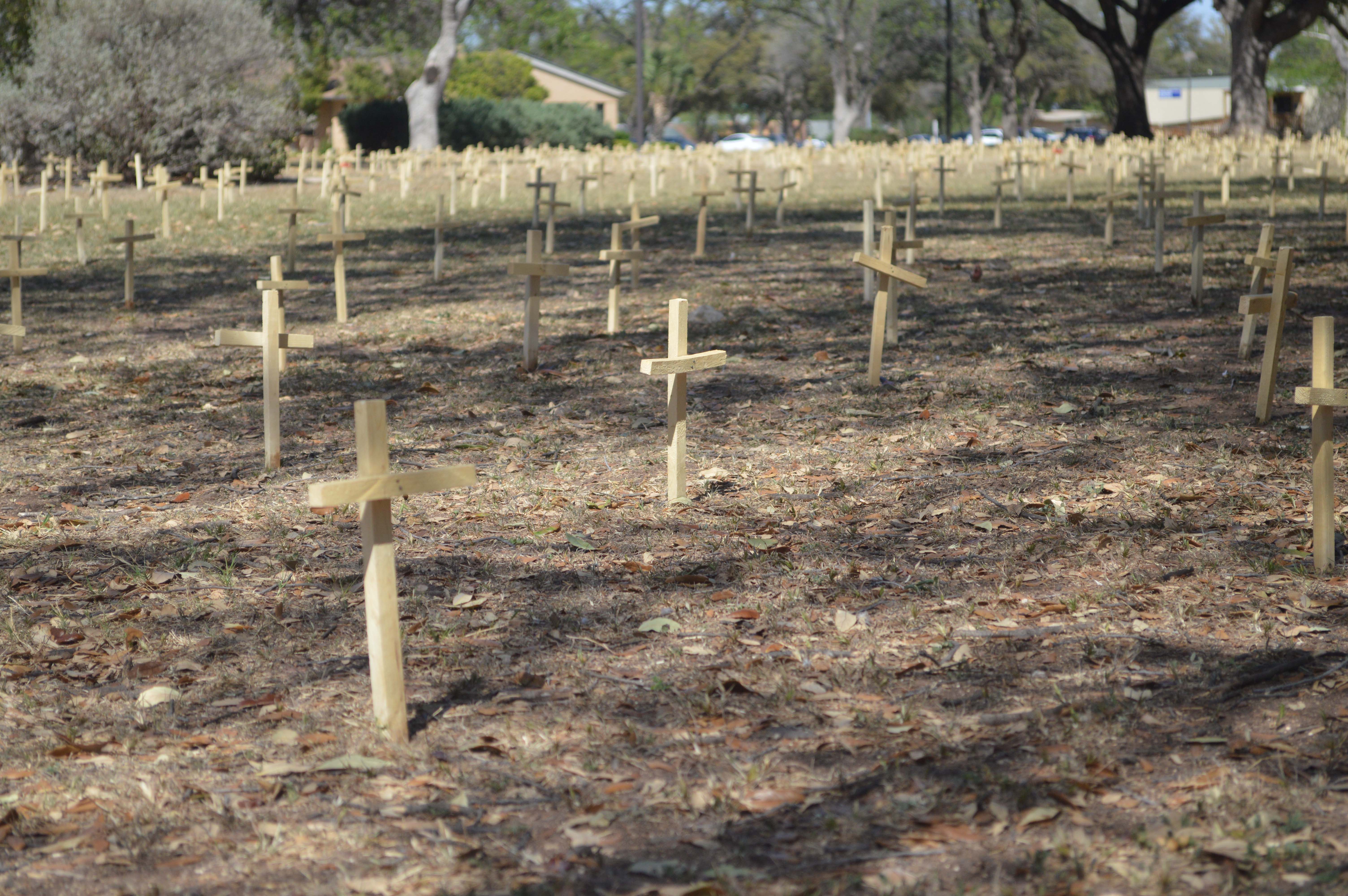 3,300 wooden crosses were placed by the Pro-Life Rams to demonstrate the 'tragedy of abortion'. (LIVE! Photo/Lauren Lopez)