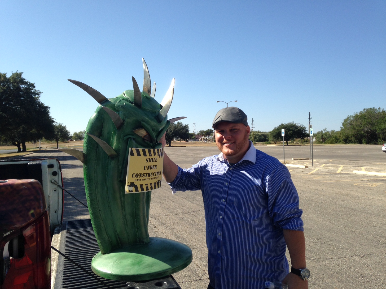 Tim Condon and his 'under construction' cactus after the DHRC meeting Tuesday. (LIVE! Photo/Chelsea Reinhard)
