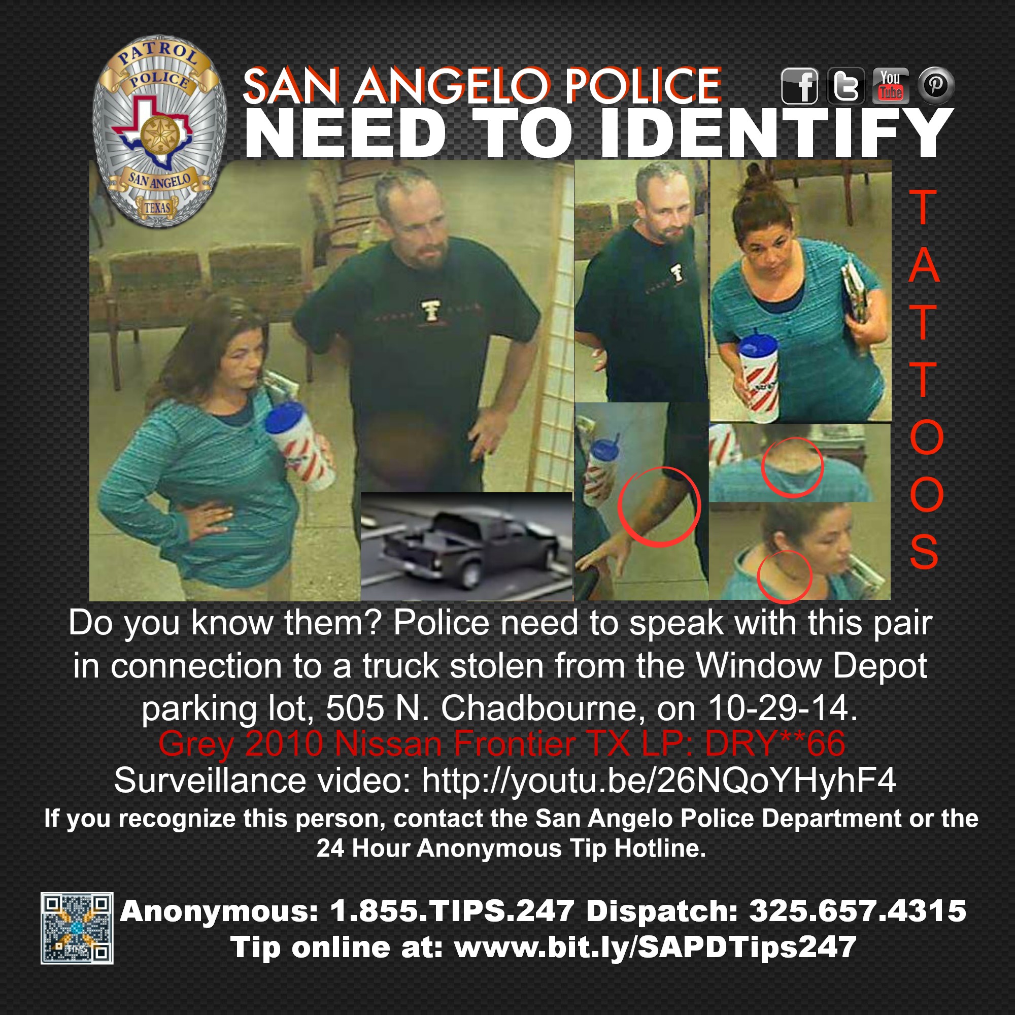Police are seeking information on this couple in relation to an auto theft. (Contributed Photo/SAPD)
