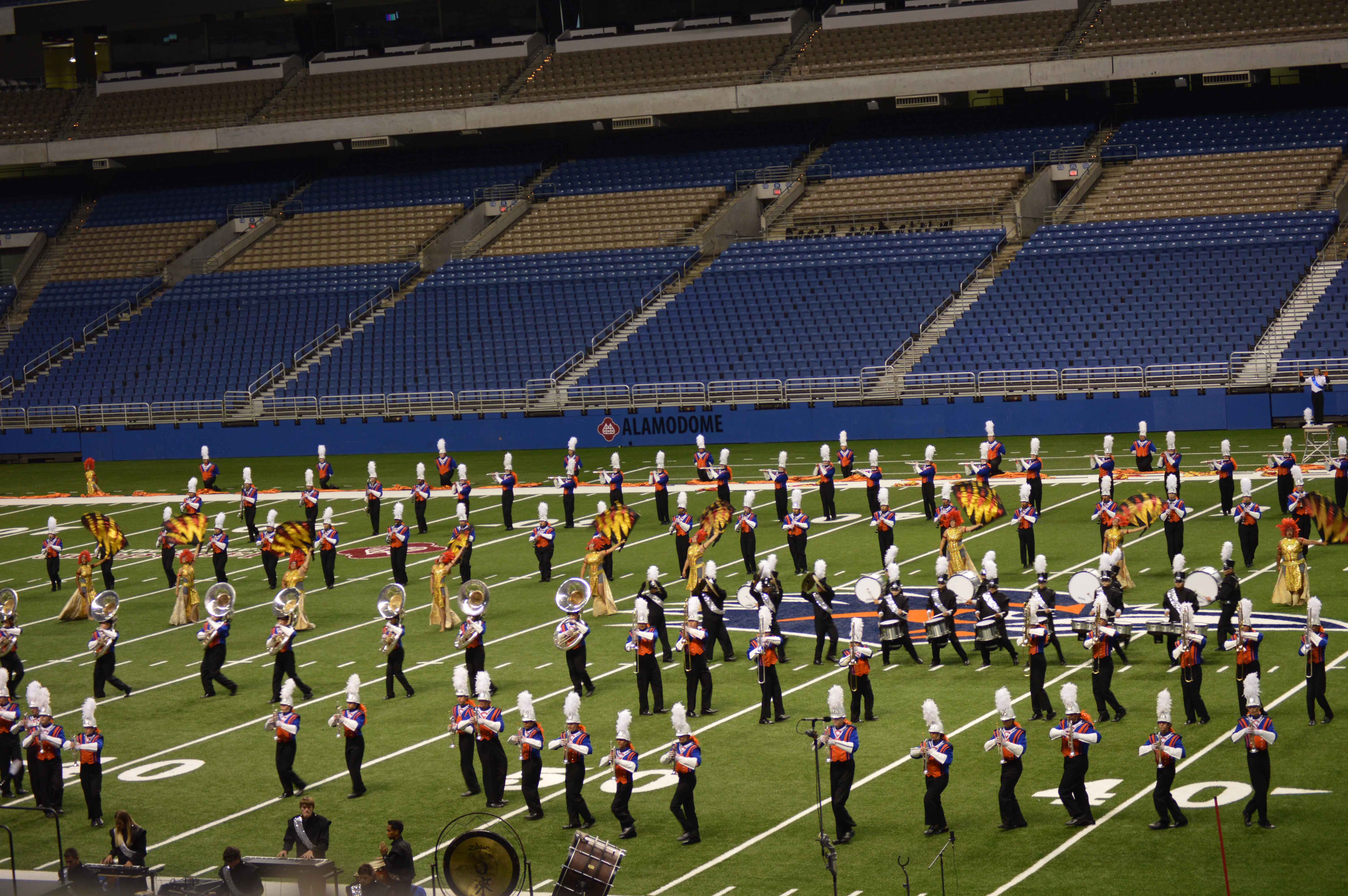 Bobcat band features the drumline in the Alamodome. (Contributed Photo/Joey Ashbrook)