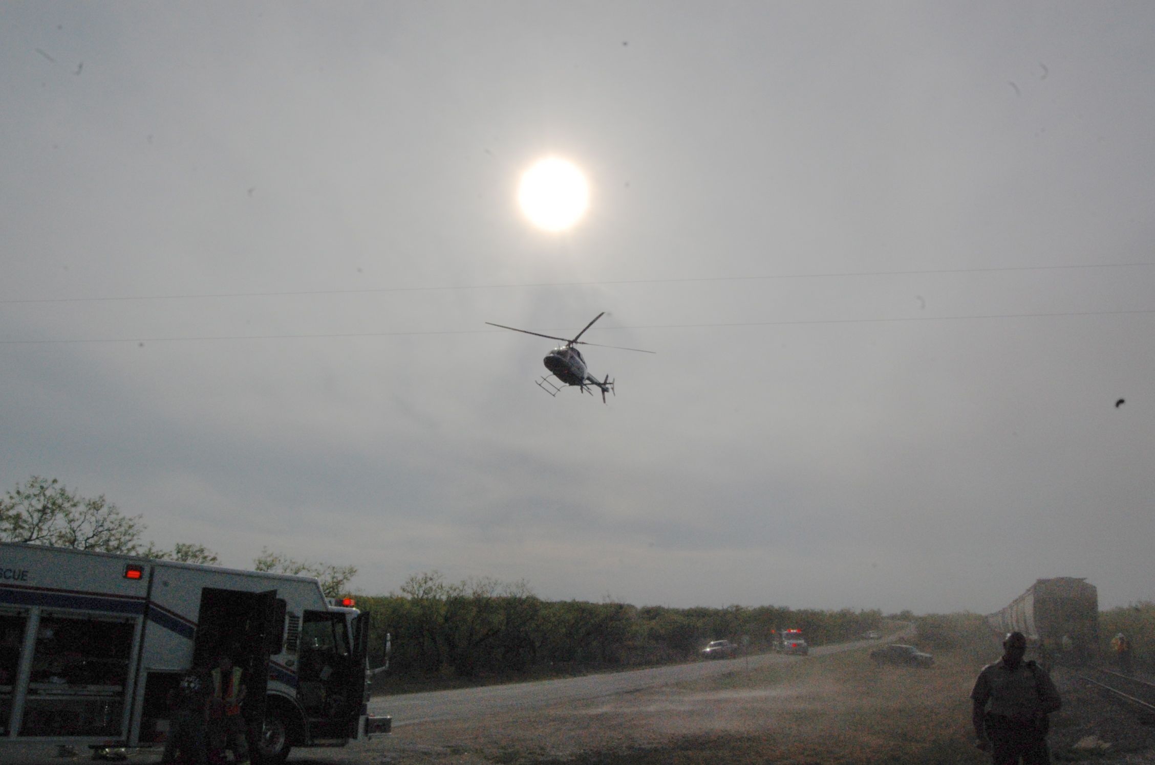 Airmed 1 transports the victim to Shannon Medical Center on Apr. 18, 2014. (LIVE! Photo/Joe Hyde)
