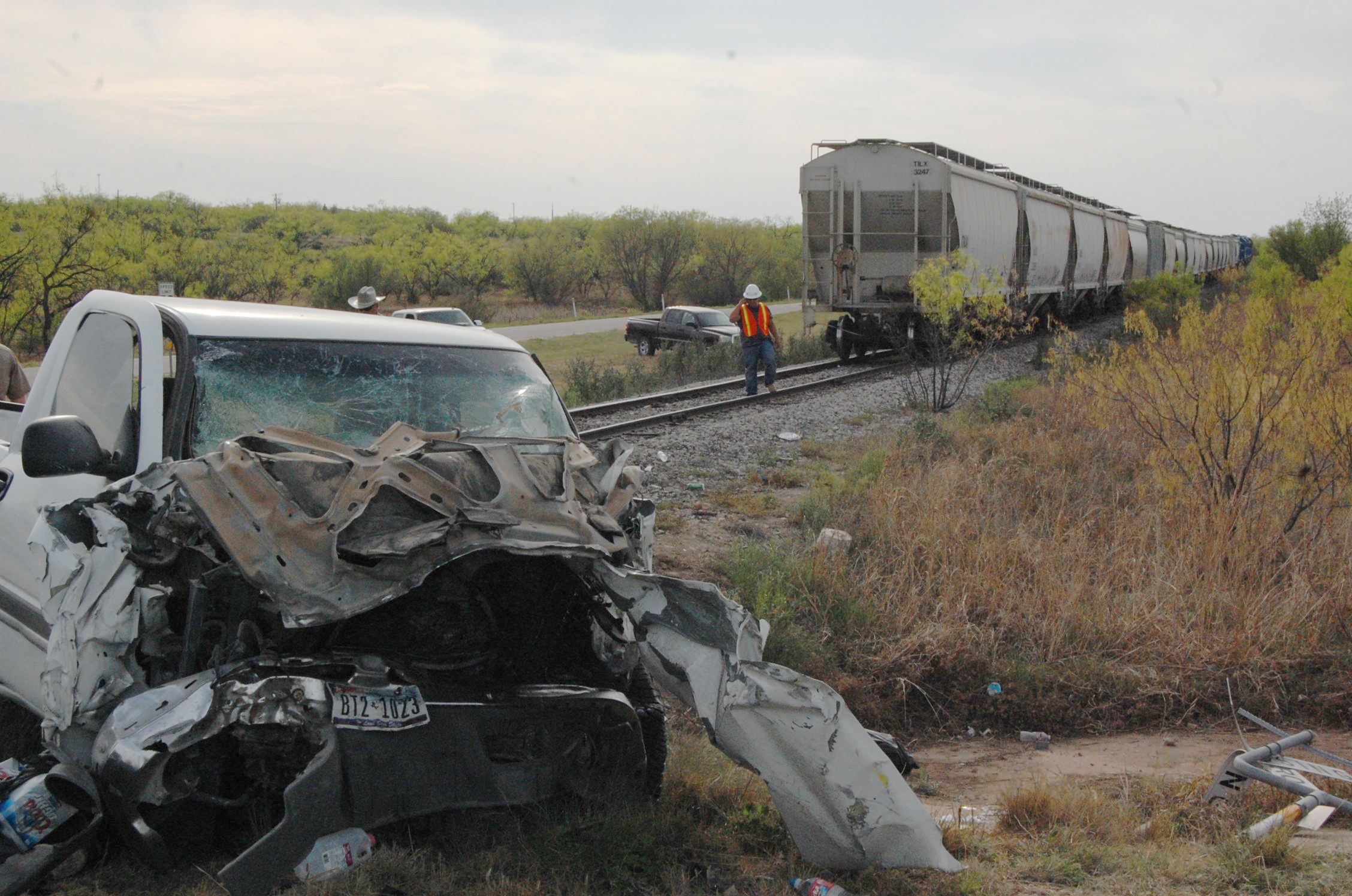 The 2009 Chevrolet Silverado after crashing into the train on Apr. 18, 2014. (LIVE! Photo/Joe Hyde)