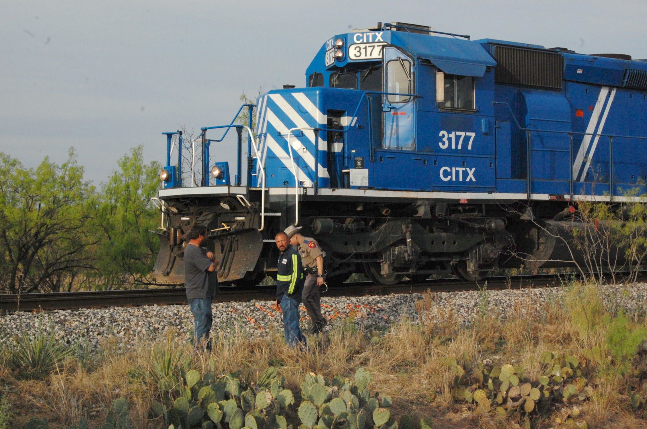 The Chevy truck hit the lead engine, right side, near the crew ladder up front. (LIVE! Photo/Joe Hyde)