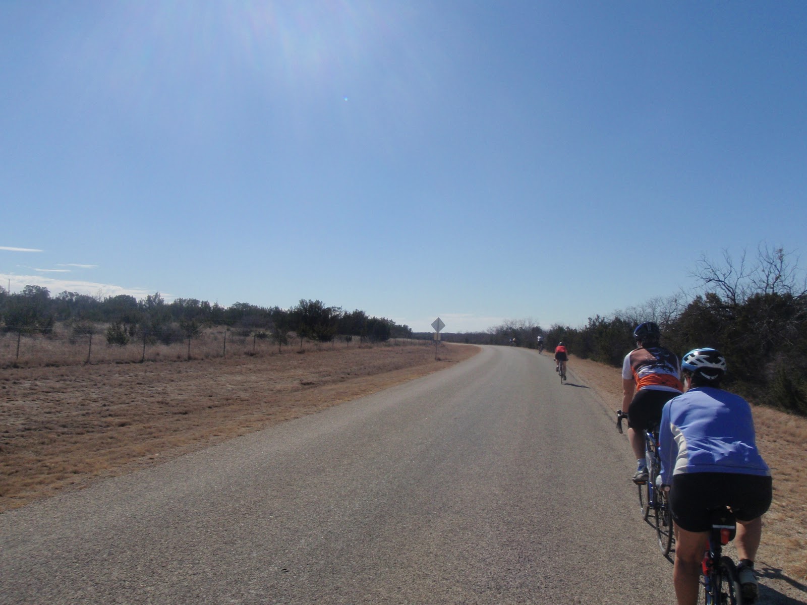 Bicyclists enjoy county roads in Tom Green County. This is Knickerboacker Rd, headed towards the county town of Knickerboacker (Photo by PeddlePushers Blog)