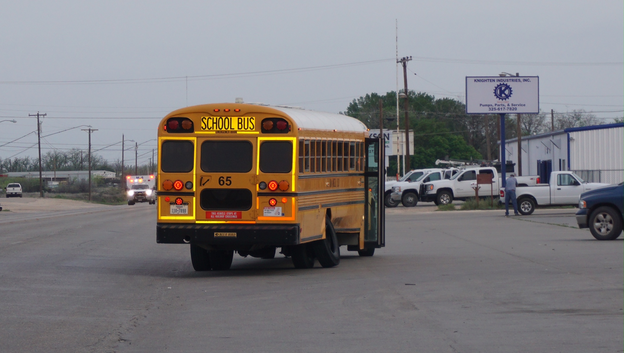 School bus that was full of kids was hit in a crash on N. Chadbourne on Apr. 8, 2015. (LIVE! Photo/John Basquez)