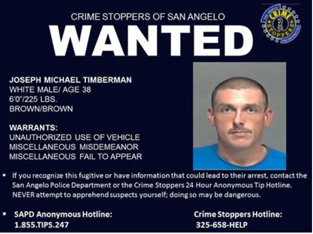 Joseph Timberman is wanted on multiple felonies.