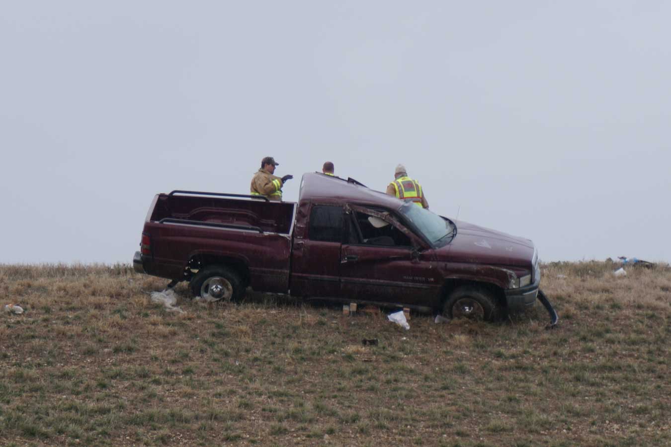 Rollover crash at US 87 South and Loop 306 on Jan. 10, 2015. (LIVE! Photo/John Basquez)