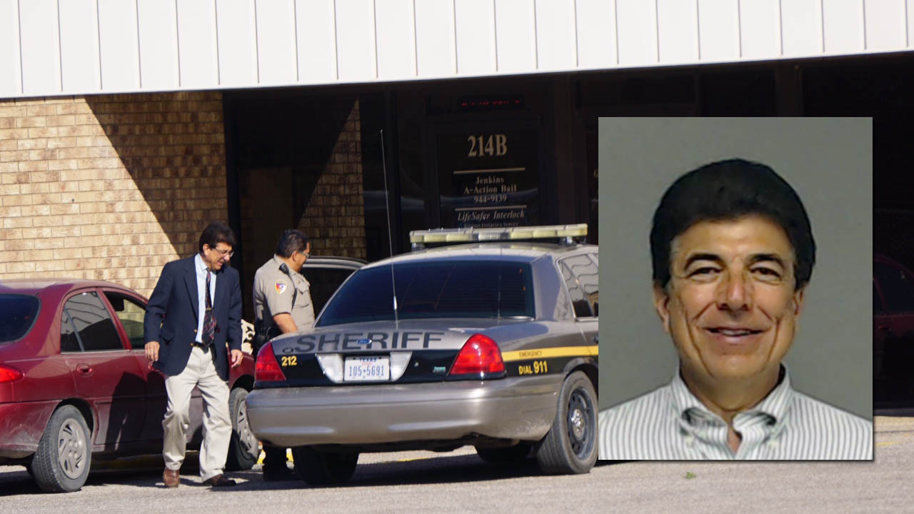 Ray Zapata enters a sheriff&amp;#039;s vehicle before being booked into the county jail; smiles for his mugshot.