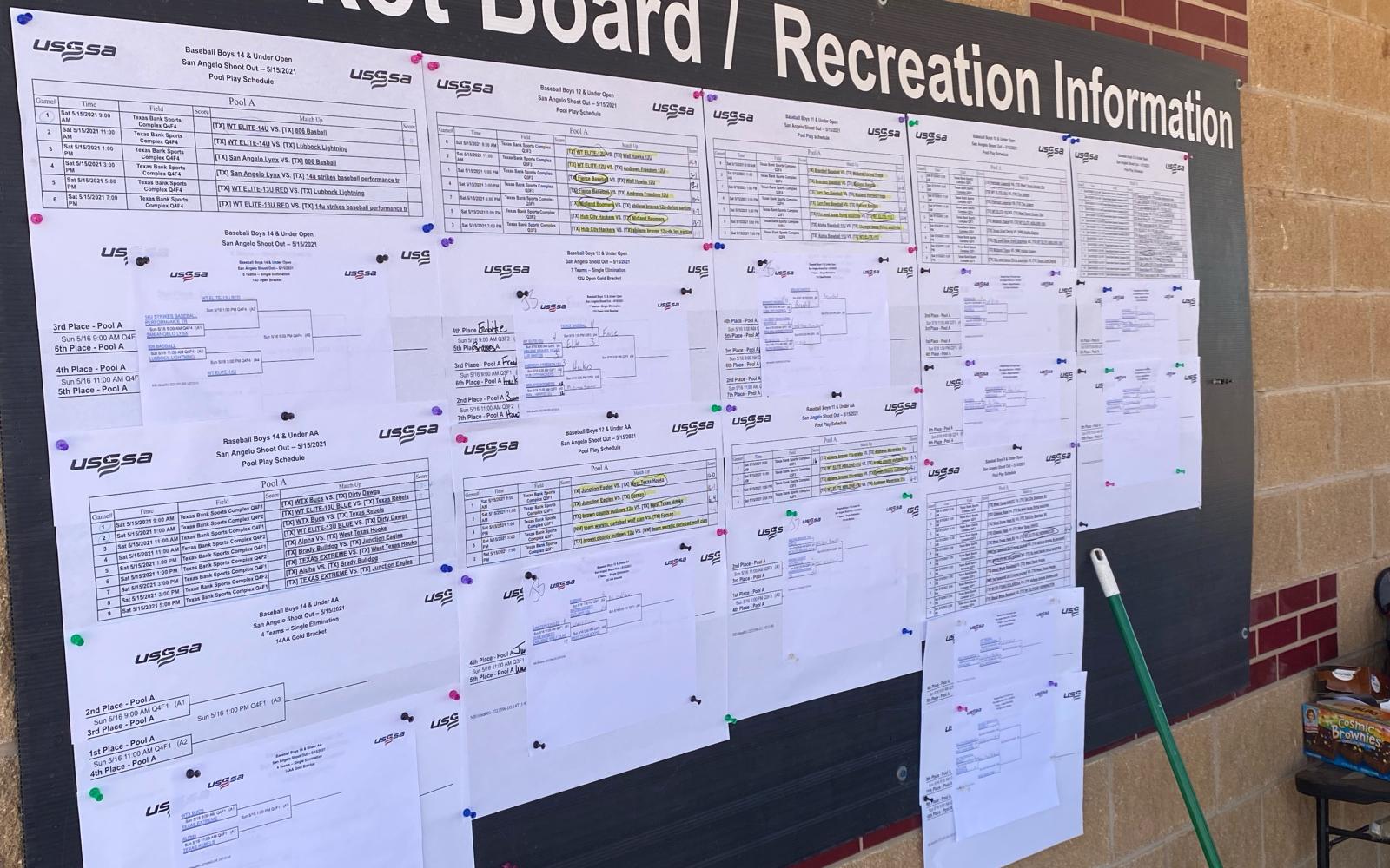 Brackets from USSSA Tournament