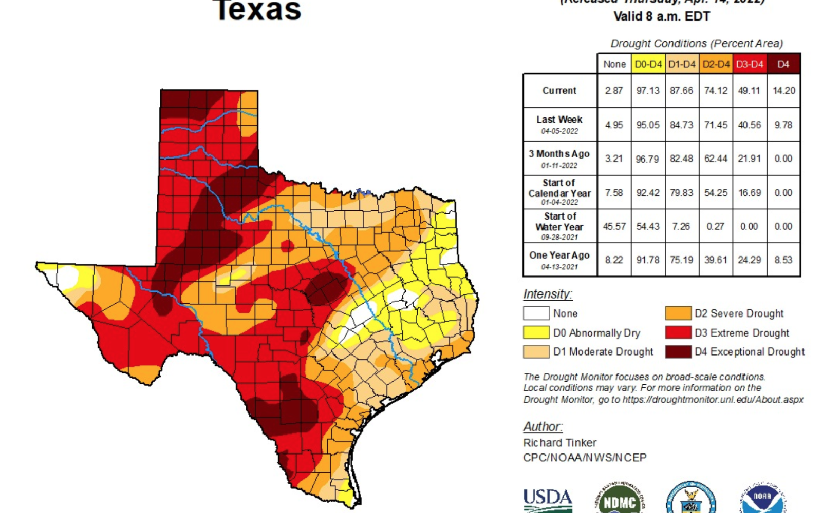 Drought Monitor Texas April 12, 2022 (Contributed/NWS)