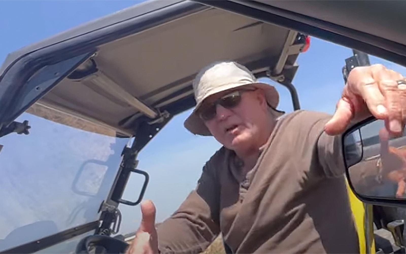 Grape Creek resident Ronnie Wegner confronts YouTuber Jack Miller.