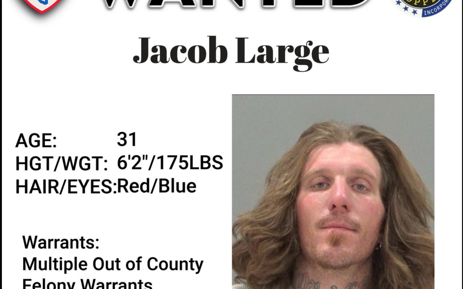 Jacob Large Wanted by SAPD (Contributed/SAPD)