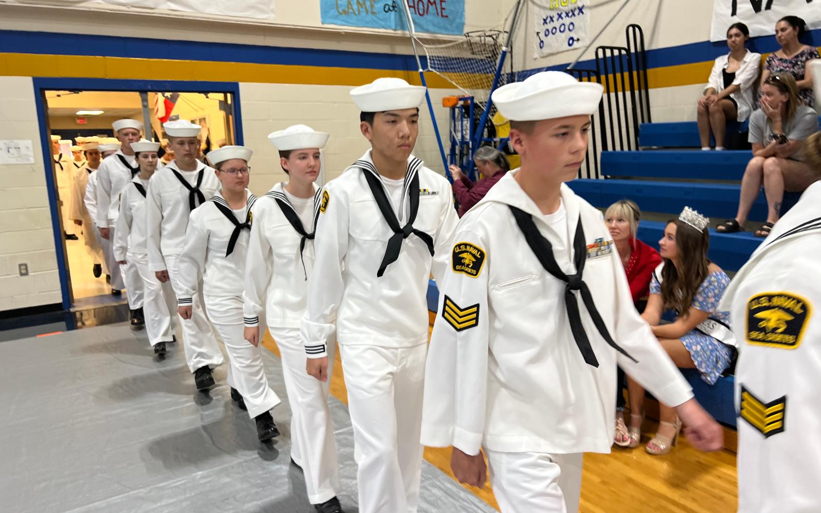 Sea Cadets march into graduation from a special training on July 17, 2022