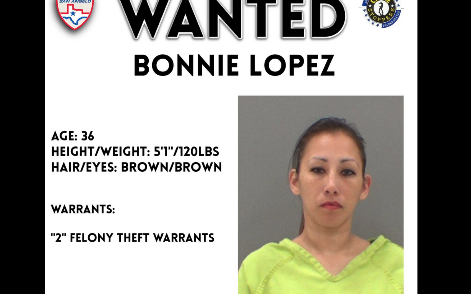 Bonnie Lopez Wanted for Felony Theft by San Angelo Police (Contributed/SAPD)