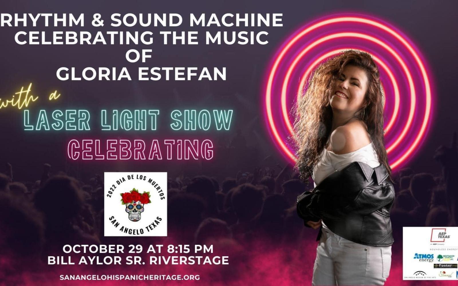 Rebecca Pena as Gloria Estefan in a promotional graphic for the Dia De Los Muertos Celebration in 2022