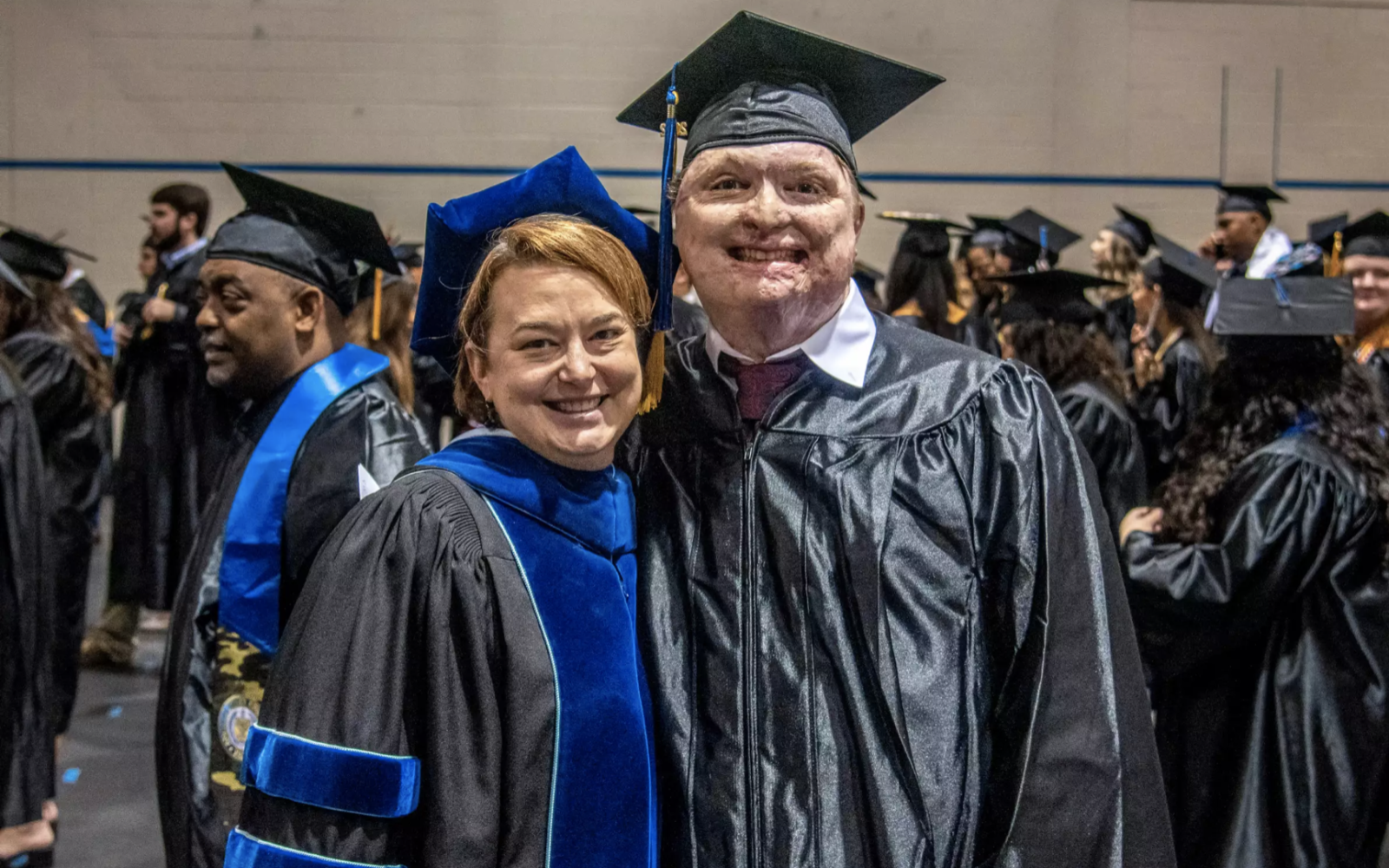 Dr. Erin Ashworth-King, department chair of the Natalie Zan Ryan Department of English and Modern Languages, and Zach Sutterfield