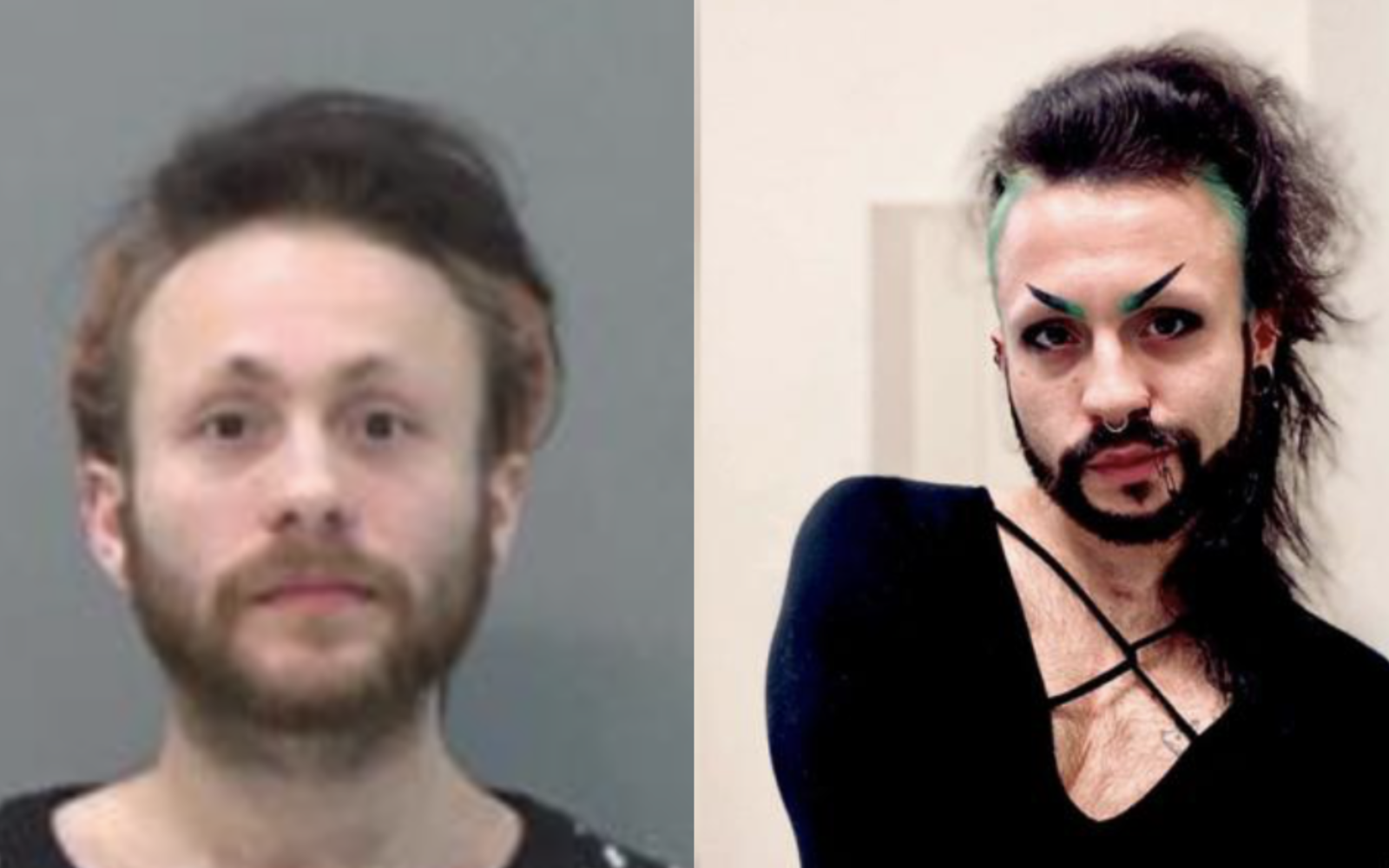 Charles Hardy - Left his booking photo on Dec. 28, 2022; right, his promo photo for his hair stylist business