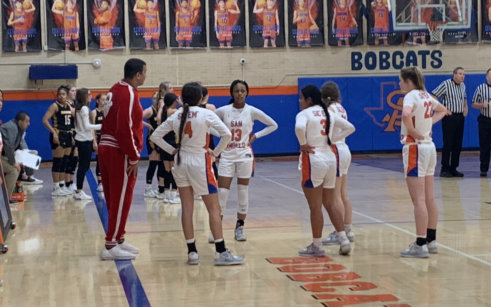 Lady Cats during a timeout