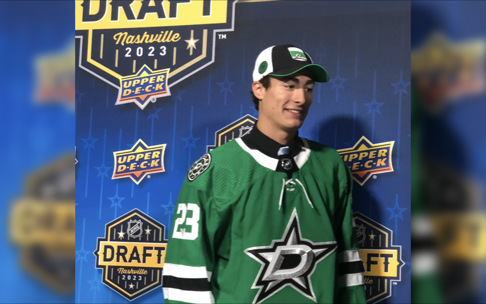 Stars fourth round pick Aram Minnetian at the 2023 NHL Draft in Nashville.